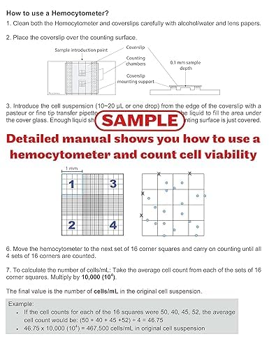 Rs' Science - Improved Neubauer Hemocytometer kit, Cell Counting Chamber with Trypan Blue and Methylene Blue for Blood, Cell, Yeast Counting