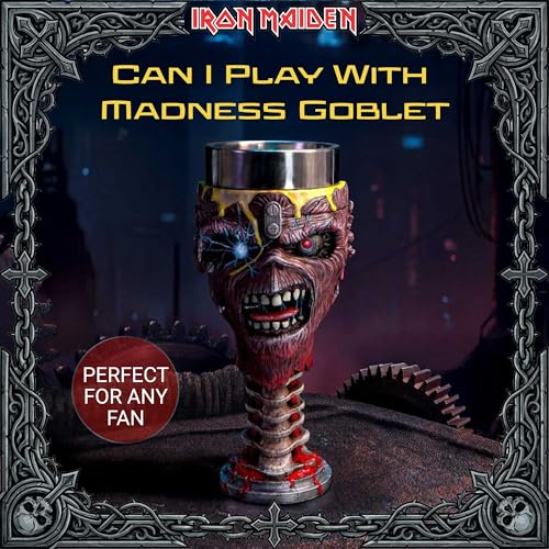 Nemesis Now Iron Maiden Can I Play With Madness Goblet - Official Licensed Eddie 3D Sculpted Resin Chalice with Stainless Steel Insert, Collectible