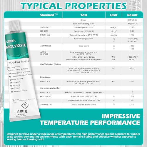 DOWBYTE Molykote 55 O-Ring Grease 100g tube lubricant for rubber seals, valves, and pneumatic systems