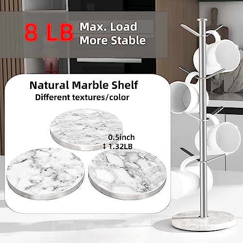 Gypie Marble Mug Holder Tree, 8 Hooks Small Cups Stand, Brushed Nickel