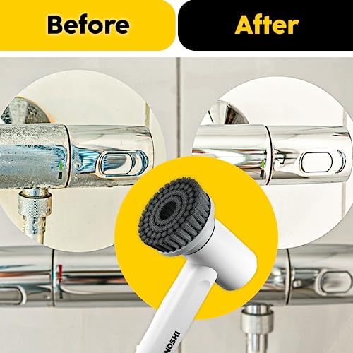 SYNOSHI Round Brush Heads (2 Units) for Electric Cleaning Brush | Designed for General Cleaning Tasks, Grey