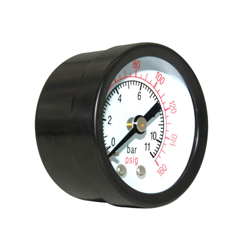 [Australia - AusPower] - Beduan Air Pressure Gauge for Air Compressor 1-1/2" Dial Center Back Mount, 1/8" NPT,0-160 Psi 160 Psi 