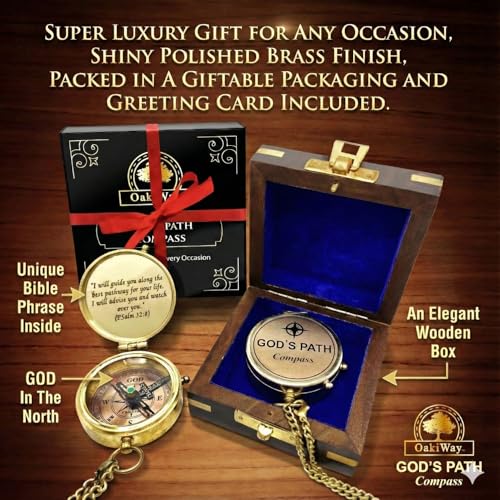 God's Path Compass – Baptism | Communion & Confirmation Gift for Teenage Boys | Christening, Catholic, Religious Graduation Gifts for Men – Greeting Card Included God's Path - Wooden Box