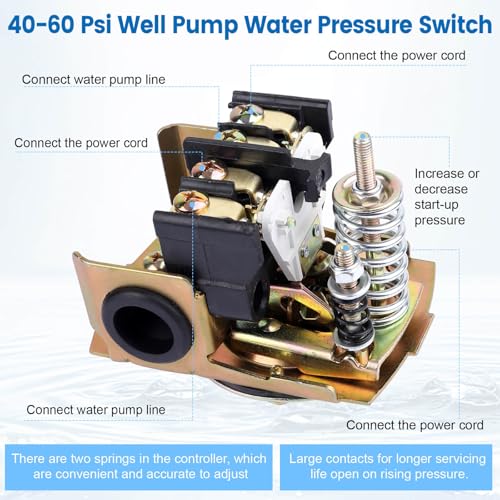 QCG 40-60 PSI pressure switch for well pump with 1/4-inch female NPT connection