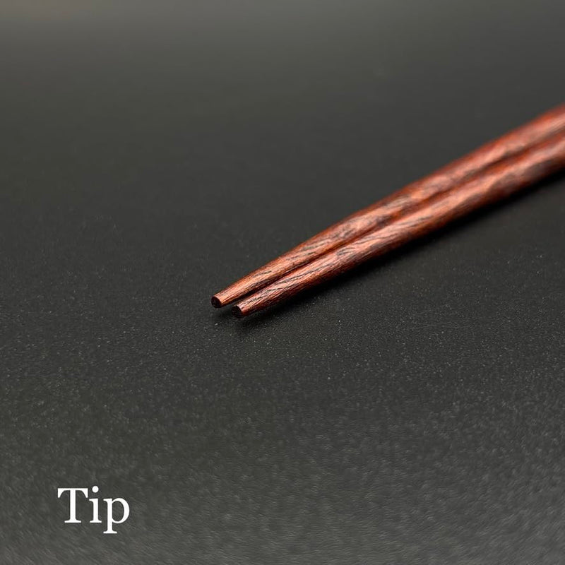 Japanese Hand-Carved Chopsticks – Blood wood, Elegant Natural Wooden Chopsticks, 1 Pair, Reusable, Made in Japan, 23.5cm, 9.25in