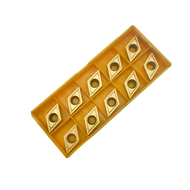 [Australia - AusPower] - Cutting Tools Indexable Inserts Carbide Turning Inserts DCMT11T304(DCMT32.51),DCMT Inserts CNC Lathe Replacement Cutters for Indexable Lathe Turning Tool Holder,10 Pieces/Pack Yellow 