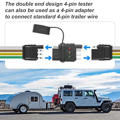 XMSJSIY 4-way flat trailer wiring tester connector with 4-pin male and female plugs