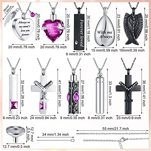 Jexine 10 Pcs Urn Necklace Cremation Jewelry for Men Purple