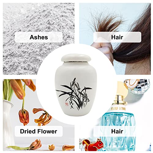 Mini Hummingbird Urns for Adult Ashes Dog Cat Ash Holders，Small Keepsake Cremation Urns for Pets,Miniature Pets Memorial Ceramic Funeral Urn, Honor Your Loved One with Handcrafted White Urn (Orchid Orchid Pattern