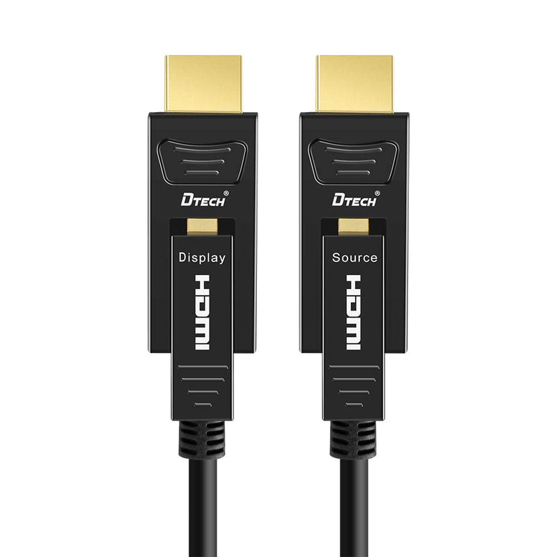 DTECH Fiber Optic HDMI Cable 50 Feet 4K 60Hz 444 Chroma Subsampling 18Gbps High Speed Ultra HD with Dual Connector Micro HDMI and Standard HDMI Cord Compatible with TV Projector Computer Monitor 50ft