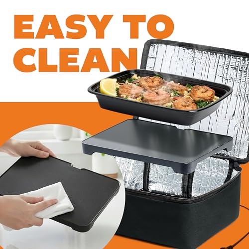 HOTLOGIC Mini Heated Lunch Box- Portable Electric Food Warmer for Men and Women - Great for Work, Office, and Construction - Cook, Reheat, and Eat on the Go - 120V - Black