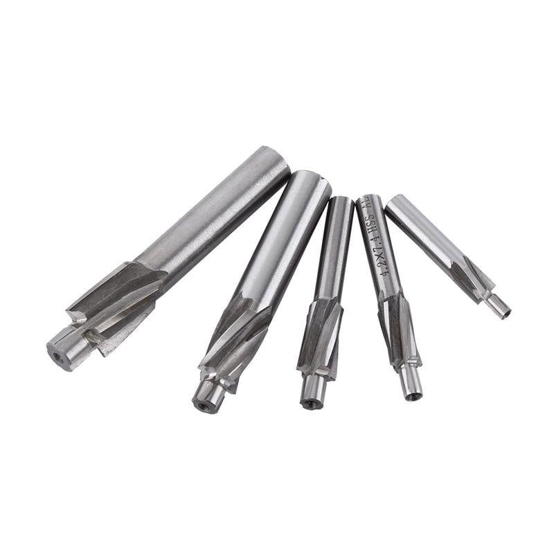 [Australia - AusPower] - 5 Pieces Countersink End Mills, HSS-AL M3 M4 M5 M6 M8 4 Tap Countersink End Mill Slot Drill for Milling Copper, Aluminium, Steel, Cast Iron 