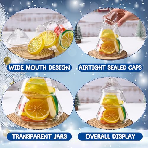 Sliner Christmas Tree Glass Candy Jar with Lid,5.71 x 3.94 Inch,Clear Clear 5.71 x 3.94 Inch