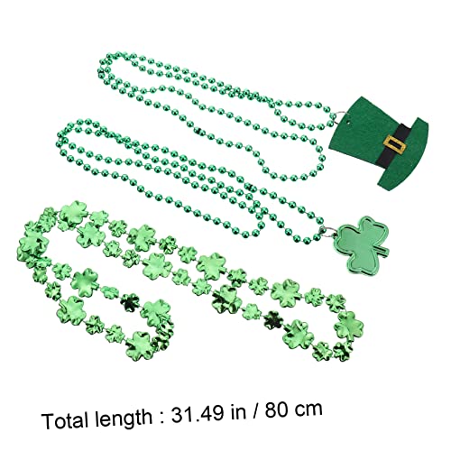 TOYANDONA 12pcs Irish Bead Chain Shamrock Pendant Necklace for St Patrick's Day Festival for Parade Decor