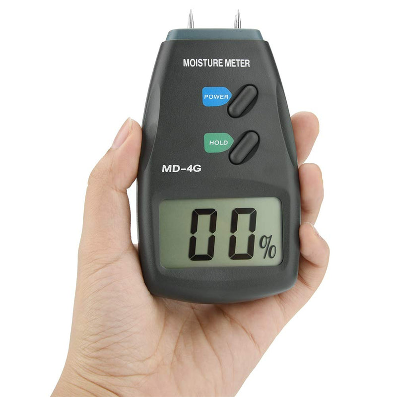 [Australia - AusPower] - Wood Meter MD-4G LCD Digital Hygrometer Humidity Tester for Timber with Large LCD Screen,High Accuracy,Probe,Data Hold and Low Battery Indication 