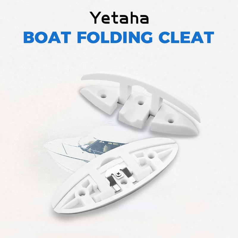 Yetaha Boat Folding Cleat, 4 Pack Flip Up Dock Mooring Cleat Marine Deck Rope Cleat Accessories with Mounting Screws for Boat Kayak, 5.12inch White