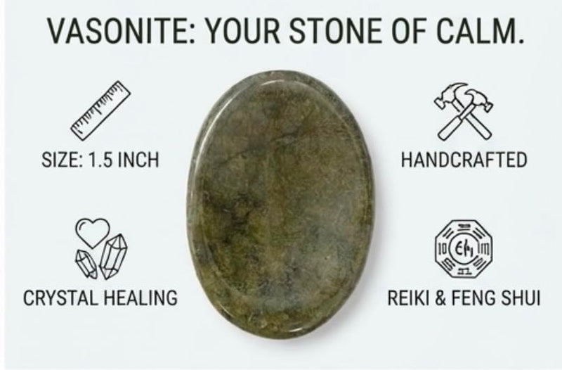 Vasonite Worry Stone Gemstone Crystal Healing Reiki Men Women Feng Shui Positive Energy Love Wellness Thumb Stones for Gifts