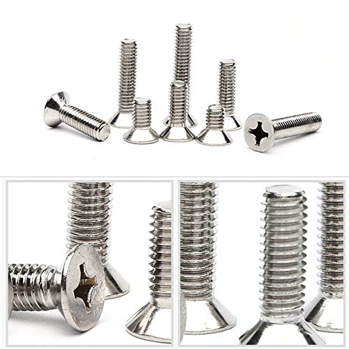 Elantek #6-32 UNC 304 stainless steel Phillips flat head countersunk machine screws and nuts assortment kit