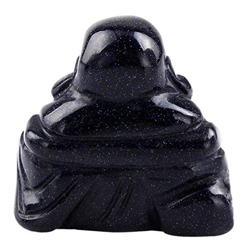 Rockcloud 1.5" Blue Sand Stone Laughing Happy Buddha Feng Shui Figurine 1.5" 4.blue Sand Stone