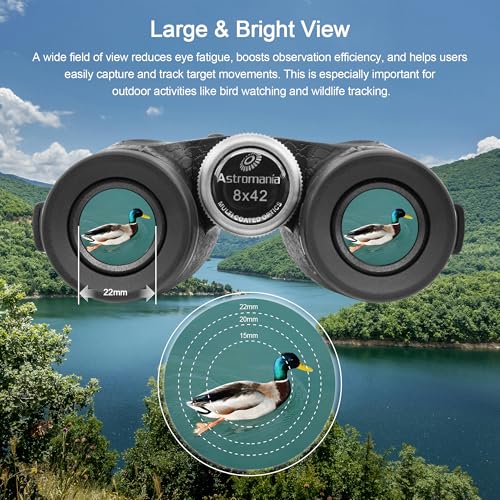 Astromania 8x42 Compact Binoculars - Bundle with - Waterproof Compact 8x25 Monocular