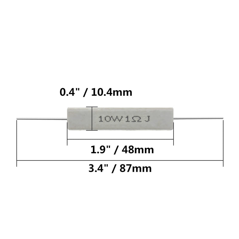 [Australia - AusPower] - 10PCS 10W 1 Ohm Ceramic Resistor, Power Resistor Assortment Cement Resistor Kit Wirewound Resistor 