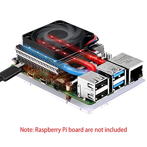 GeeekPi Ultra Thin ICE Tower Cooler for Raspberry Pi 4, Aluminum Active Cooler with 40 x 40 x 7 mm PWM Fan for Raspberry Pi 4 Model B 8GB/4GB/2GB For Pi 4