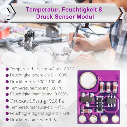 280 5V Barometric Sensor Temperature Humidity Sensor Module Pressure Temperature Humidity Module Board Humidity Temperature Sensor Module IIC I2C Compatible with Arduino (Pack of 2) 2 Stück