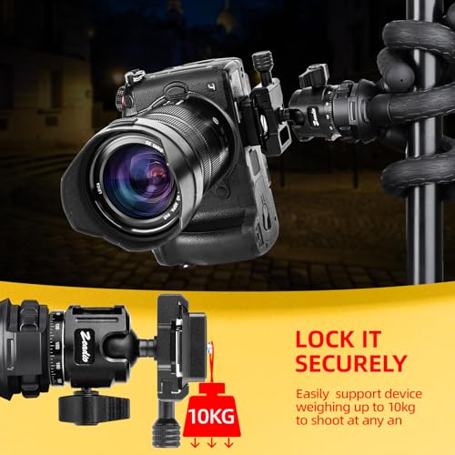 Zeadio Mini Ball Head, All Metal 360° Rotatable Panoramic Tripod Head with Arca Swiss Quick Release Plate, Compact Camera Mount for DSLR Cameras, Monopod, Tripod, Vlogging etc Arca Version