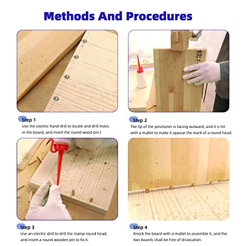 Glarks wooden dowel pins set with beveled ends, fluted dowels, tenon centers, and transfer plugs for furniture projects