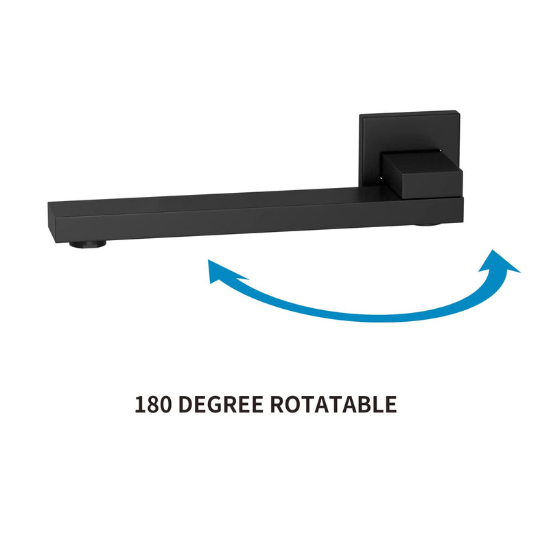 AYIVG Bathroom Matte Black Brass Folding Spout Tub Wall Mounted Bathtub Faucet Shower System Set