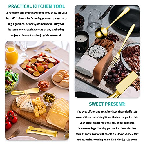 Patelai Charcuterie Board Accessories Cheese Knife Set, Golden, 20 Pieces