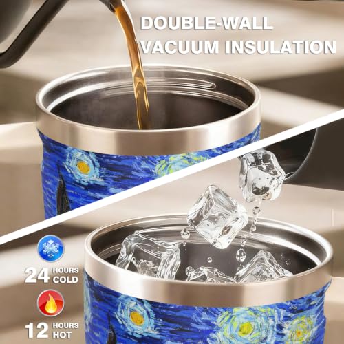 30 oz Tumbler with Handle, Starry Night Sports Travel Mug 30 Ounces