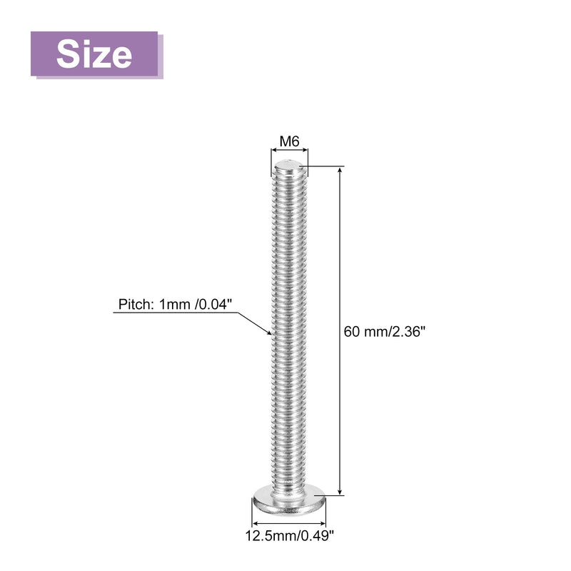 [Australia - AusPower] - uxcell M6x60mm Flat Round Head Phillips Head Screws, 10Pcs 304 Stainless Steel Phillips Drive Machine Screw, Full Thread, Bright Finish, Furniture Screw Connection Bolt Screw 10 