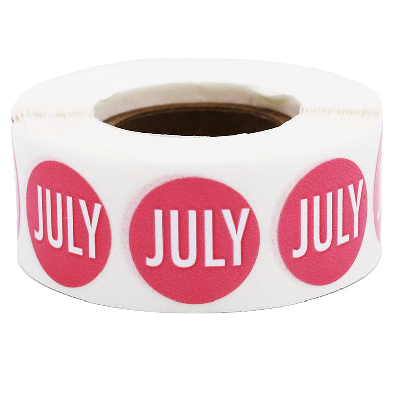 Pink July Circle Dot Month Stickers, 3/4 Inch Round, 500 Vibrant Adhesive Labels on a Roll for Scheduling, Organization, and Inventory - Made in the USA Pink July