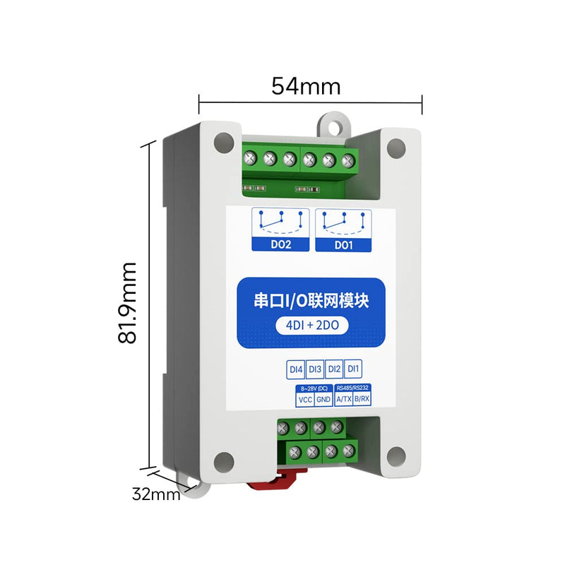 [Australia - AusPower] - EBYTE ModBus RTU Serial IO Module RS485 Interface 4DI+2DO 8 Digital Outputs MA01-AXCX4020 Rail Installation 8~28V DC 