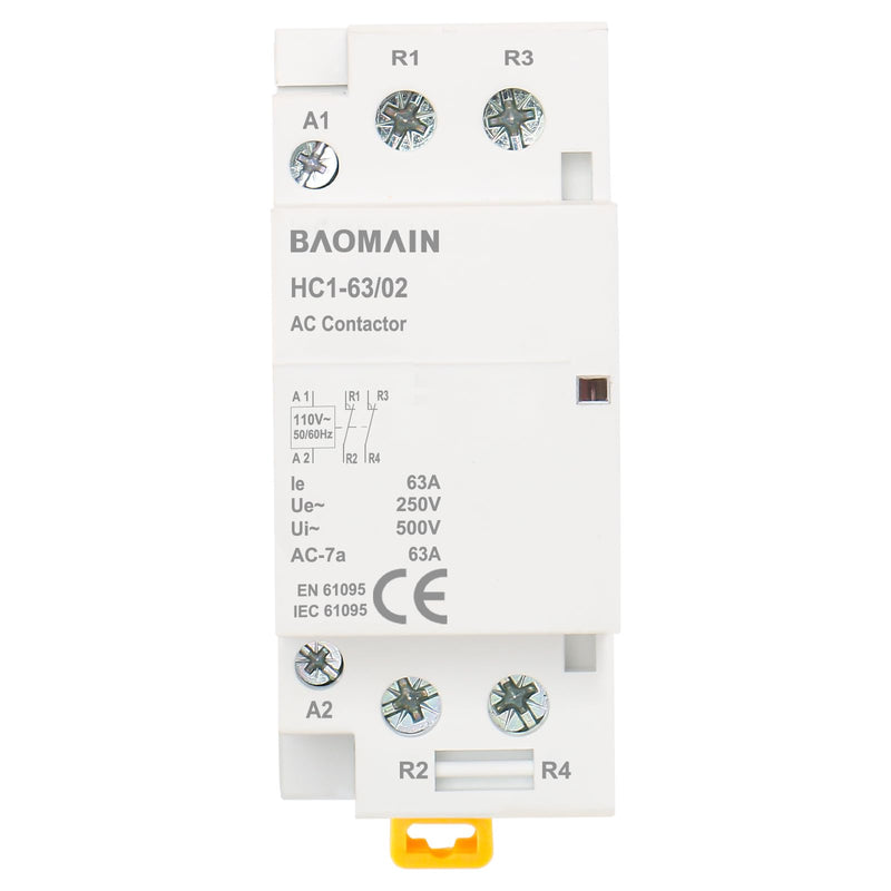 [Australia - AusPower] - Baomain Normally Closed AC Contactor HC1-63/02 AC 110V 63A 2 Pole 2NC Universal Circuit Control DIN Rail 