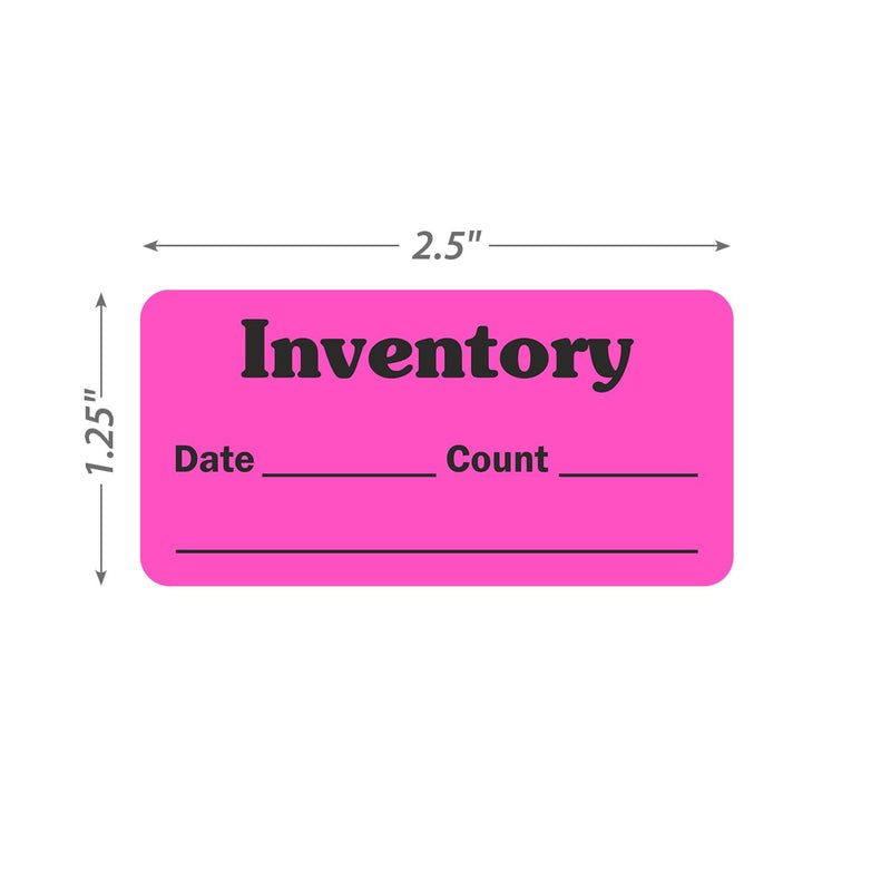 SmartSign Inventory Labels in Dispenser Box - Pack of 1000, Write-On Sections for Date and Count, 2.5" x 1.25", Black on Fluorescent Pink, Paper Stickers with Permanent Adhesive