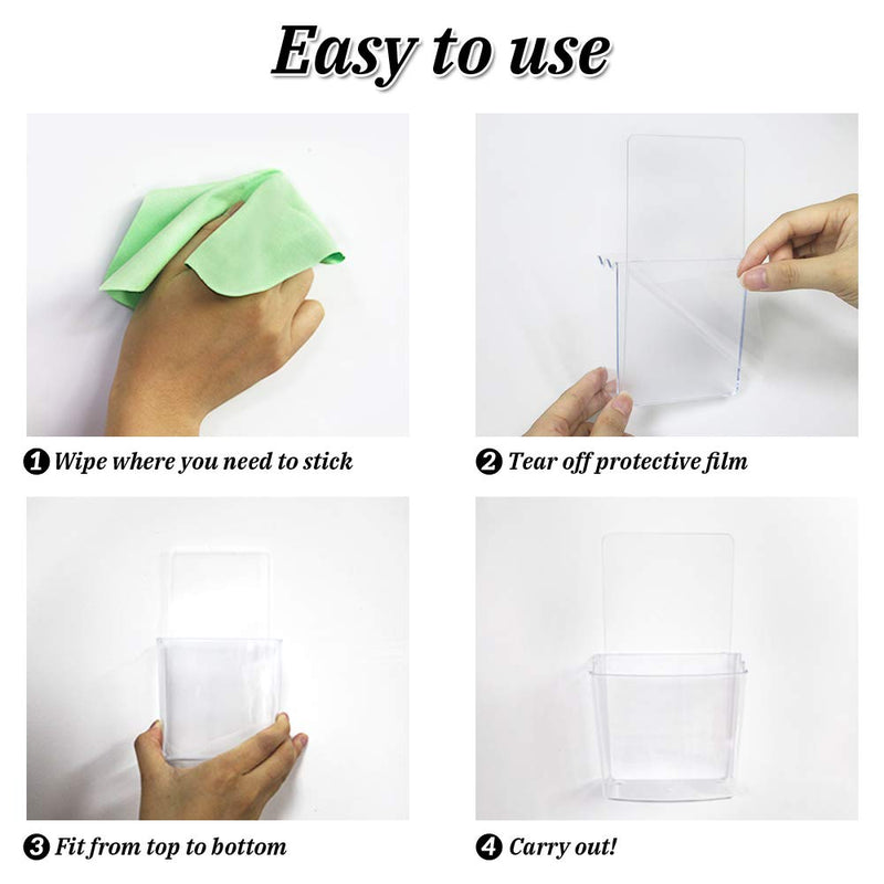 [Australia - AusPower] - Remote Holder Wall Mount Damage-Free (2 Pack), Clear and Strong Self-adhesive Universal Media Organizer Storage Box for Mobile Phone,Remote Control,Keys,Pens etc 