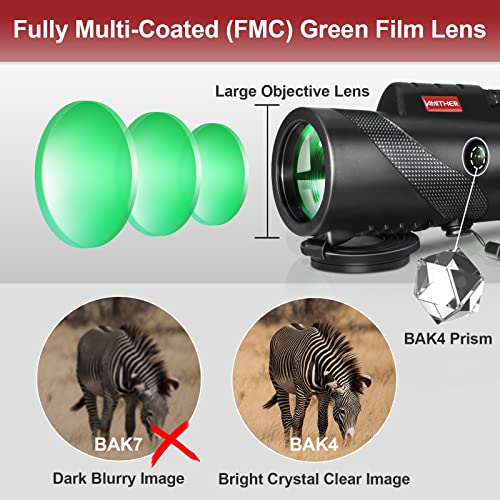 80x100 Monocular Telescope for Smartphones - High Powered HD Monocular with Tripod & Adapter, Low Light Vision for Adults - for Wildlife, Bird Watching, Hunting, Hiking 80x100