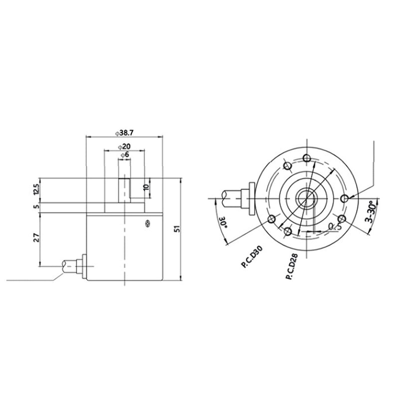 [Australia - AusPower] - Incremental Optical Rotary Encoder, DC5?24V 30mA ABZ Encoder Incremental 3?Phase Half Hollow Shaft 6mm Motor Reducer Equipments, for Office Automation(C38S6G5?360Z?G24N), Encoder C38S6G5?360Z?G24N 
