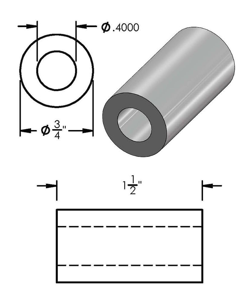 [Australia - AusPower] - Aluminum Spacer Black 3/4" OD x 3/8" ID x Choose Your Length, Round Spacer Unthreaded Standoff Bushing Plain Finish, Fits Screws Bolts 3/8" or M10 by Metal Spacers Online (1-1/2" Length, 5 Pack) 1-1/2" Length 