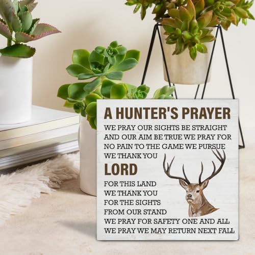 Hunting Decor, Deer Decor, Hunter's Prayer Wood Sign Home Living Room Desk Shelf Wall Table Decoration
