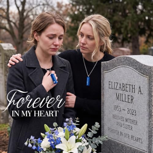 4 Sets 3 Inches Small Urns for Human Ashes, Urn and Necklace Set, Blue