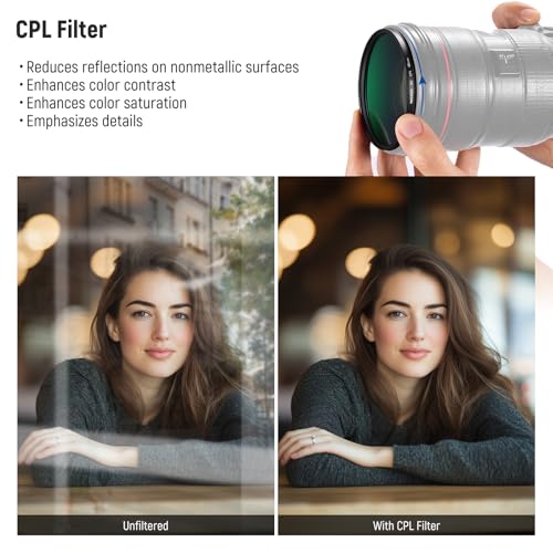 NEEWER 49mm UV/CPL/ND Lens Filter Kit with Hard Shell Storage Case, Multicoated Optical Glass & Aluminum Alloy Frame, UV + Circular Polarizer (CPL) + Neutral Density (ND4) Filter for Camera Lens UV+CPL+ND4