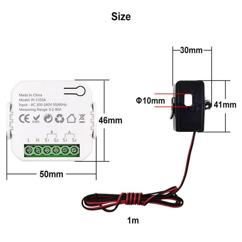 [Australia - AusPower] - Walfront Smart WiFi Energy Meter Real Time Monitoring Tuya APP for Home and Industrial Applications (with 2CT) 