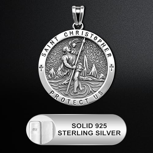 925 Sterling Silver Patron Saint Necklace St Michael/St Christopher Pendant St. Christopher