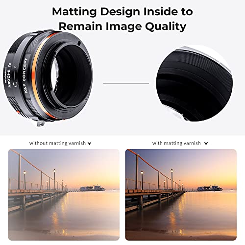 K&F Concept Lens Mount Adapter NIK(G)-NEX IV Manual Focus Compatible with Nikon F (G-Type) Lens and Sony E Mount Camera Body