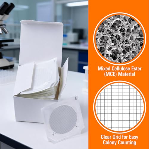 200PCS 47mm MCE Membrane Disc Filters with Grid, 0.45μm