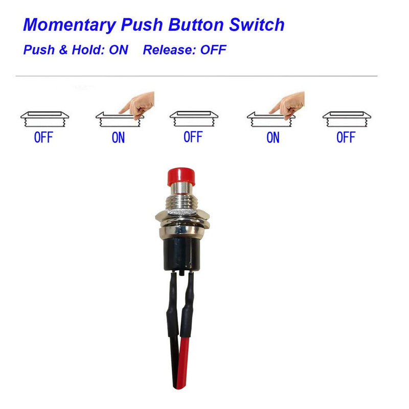 [Australia - AusPower] - 12pcs 7mm 3V-6V-12V-24V-230V/1A Prewired Mini Momentary Push Button,SPST Nomal Open ON/OFF 2 Pin Round Button for Model Railway Hobby Mix color with wire 