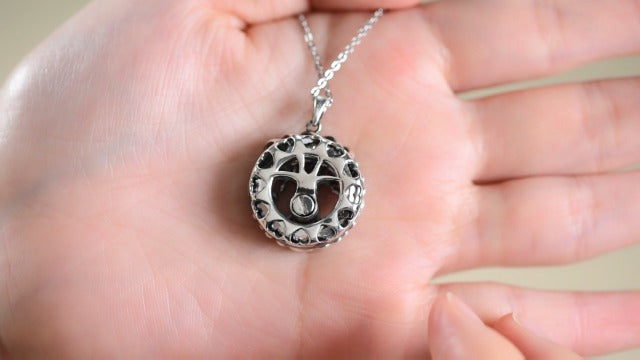 TOUPOP Ashes Jewellery Urn Necklace for Ashes s925 Sterling Silver Tree of Life Urn Necklace Keepsake Ashes Memorial Locket with Circle Crystal Cremation Jewellery with Funnel Filler A-blue crystal